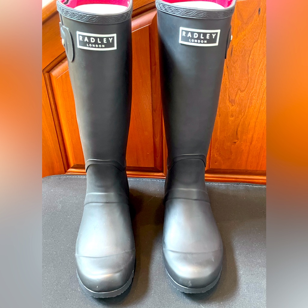 Radley London Women’s Alba Long Wellington Boot In Matt Black, Nwot
